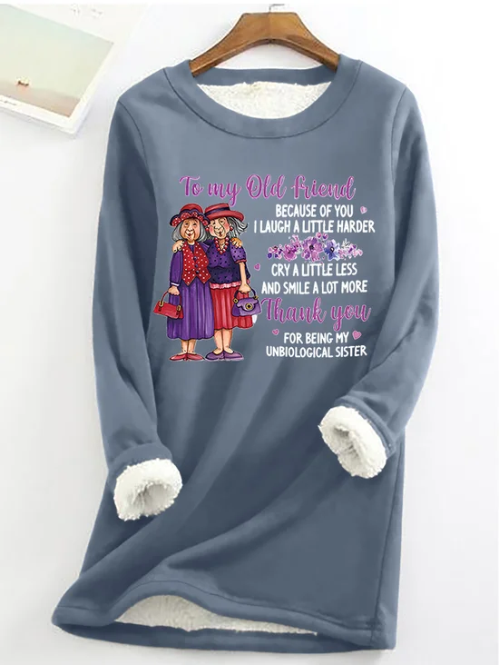 Sweat-shirts Femmes Décontracté Hiver Lettres de texte Coupe Régulière Noël Manches Longues en Mélangé de Coton Régulier en Toison
