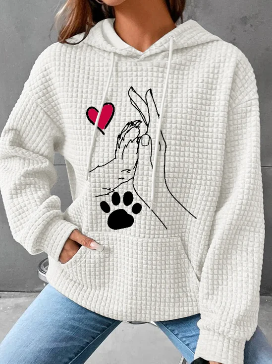 à Capuche Femmes Simple Printemps / Automne Chien Aucune élasticité Quotidien Ample Manches Longues Régulier Droit