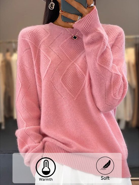 Pulls Décontracté Plain Hiver Micro-élasticité Ample chaleur Manches Longues Laine/Tricot Droit pour Femmes