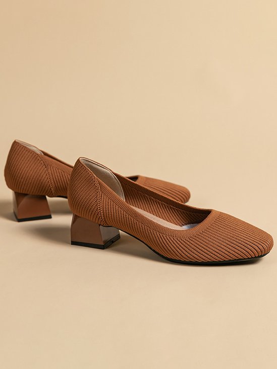 Chaussures à Tige Basse Femmes Décontracté Plain Toutes Les Saisons Talon de Bloc Bout Fermé Tulle Tissu de Maille à Enfiler Chaussures à Tige Basse