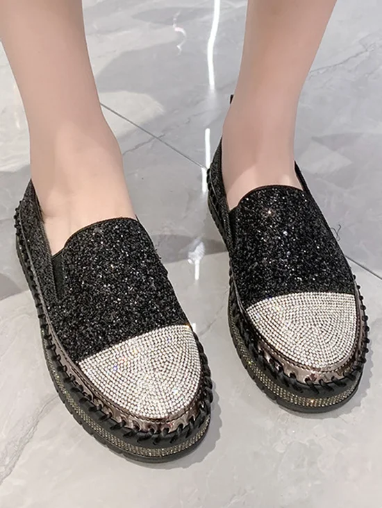 Chaussures Décontractées Décontracté Plain Toutes Les Saisons Polyester à Enfiler Talon Bas Bout Rond Caoutchouc à Enfiler pour Femmes