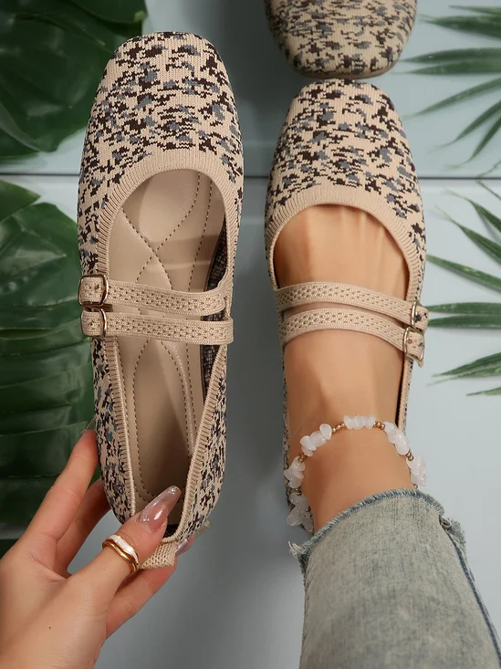 Chaussures à Tige Basse Décontracté Abstrait Toutes Les Saisons Quotidien Bout Carré Tissu de Maille Tissu Caoutchouc à Enfiler pour Femmes