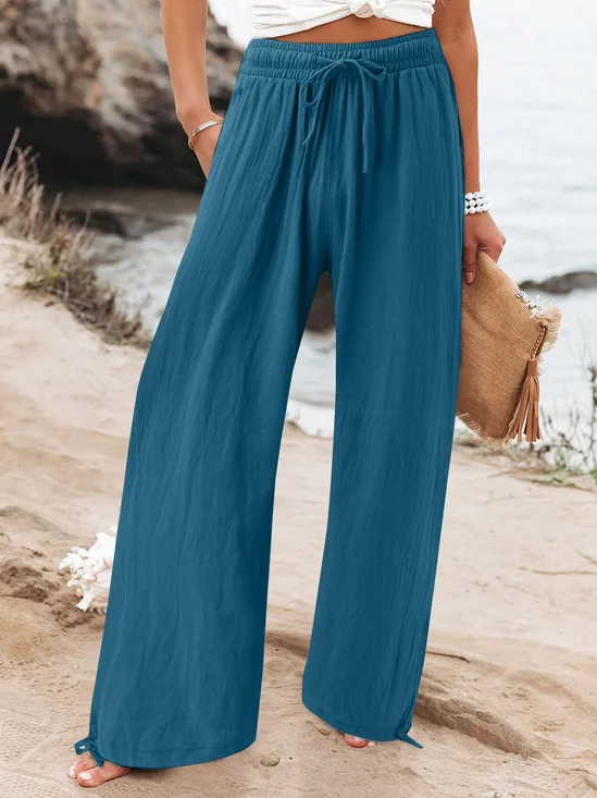 Pantalons Décontracté Plain Printemps / Automne Polyester Naturel Aucune élasticité Quotidien Ample Droit pour Femmes