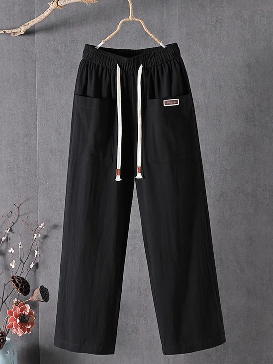 Pantalons Décontracté Plain Printemps / Automne Quotidien Ample Taille Moyenne Standard Long Régulier pour Femmes