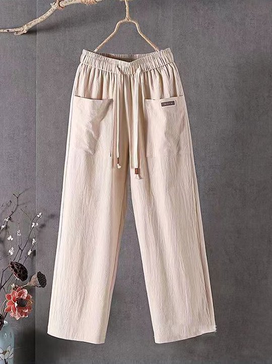 Pantalons Décontracté Plain Printemps / Automne Quotidien Ample Taille Moyenne Standard Long Régulier pour Femmes