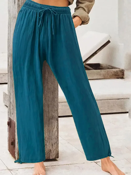 Pantalons Femmes Décontracté Plain Printemps / Automne Taille Haute Aucune élasticité Quotidien Long Droit Régulier