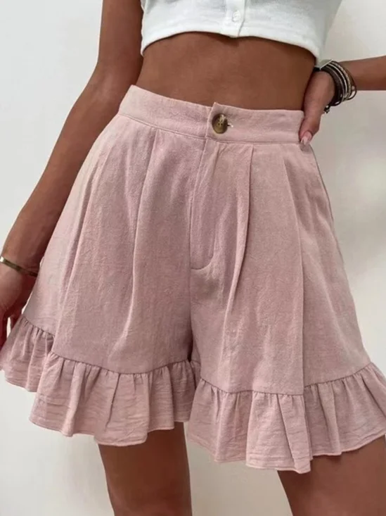 Shorts Décontracté Plain Été Coton Aucune élasticité Quotidien Coupe Régulière Droit Régulier pour Femmes