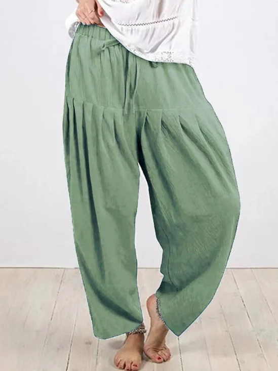 Pantalons Décontracté Plain Printemps / Automne Polyester Taille Haute Quotidien Ample Droit Régulier pour Femmes
