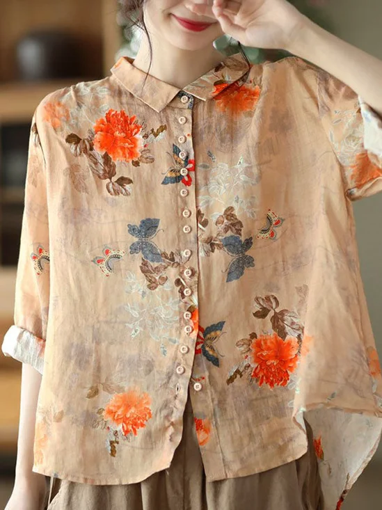 Blouses Femmes Décontracté Abstrait Printemps / Automne Polyester Aucune élasticité Vacances Manches trois quarts Régulier Droit
