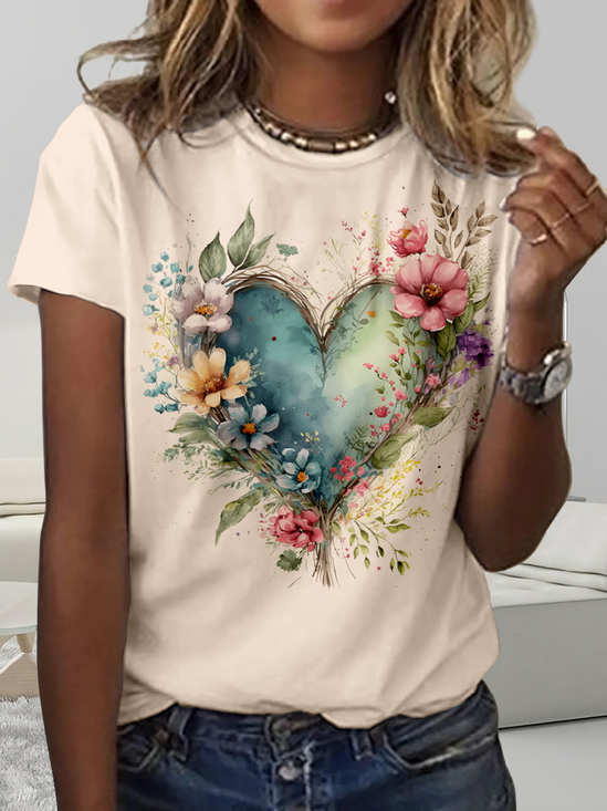 T-shirts Simple Bloc de Couleur Été Polyester Micro-élasticité Quotidien Manches Courtes Régulier Droit pour Femmes