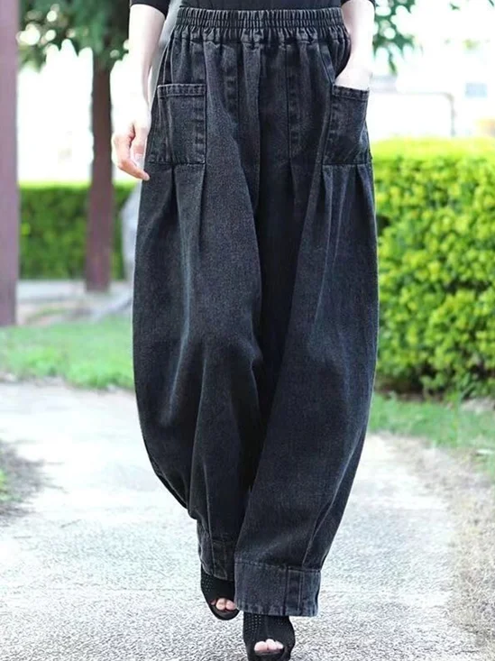 Pantalons Femmes Décontracté Plain Printemps / Automne Aucune élasticité Quotidien Taille Moyenne Pantalon à la cheville Toile de Jean Droit