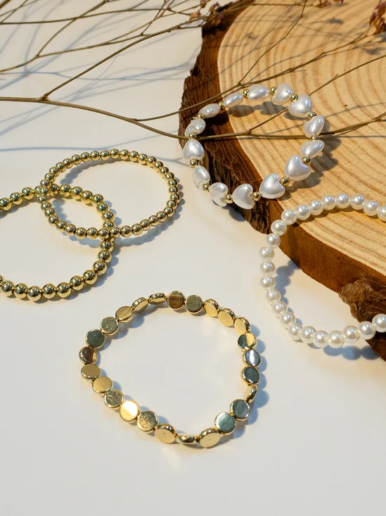 Bracelets Plain Toutes Les Saisons Élégant Perle Fête Perle Perle multicouche Bracelet pour Femmes