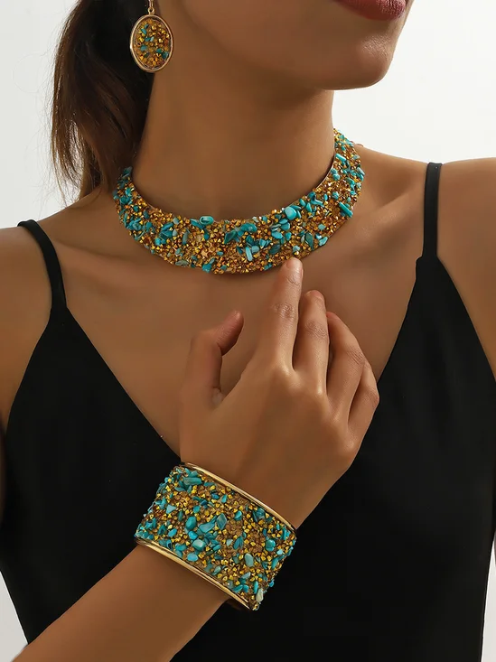 Ensembles de Bijoux Femmes Bloc de Couleur Toutes Les Saisons Élégant Mariage Avec Faux Diamant Cristal Ensembles