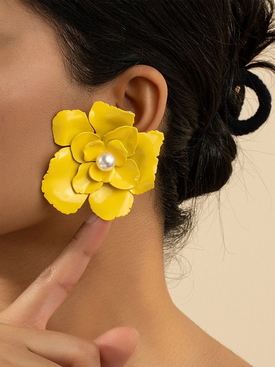Boucles d'Oreilles Floral Toutes Les Saisons Élégant Quotidien Perle Métal Goujon pour Femmes