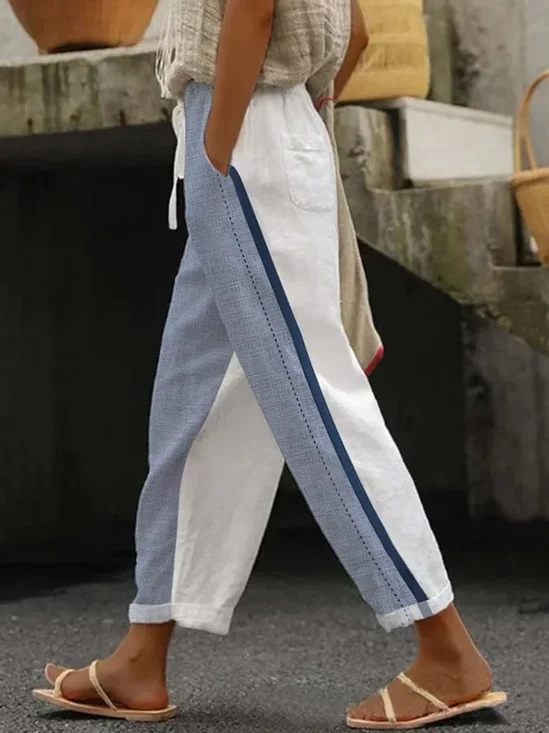 Pantalons Décontracté Bloc de Couleur Printemps / Automne Aucune élasticité Quotidien Ample Pantalon droit Long Régulier pour Femmes