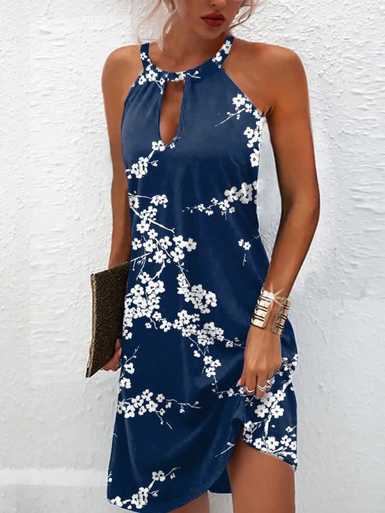 Robe mini Cherry Blossom Navy Cutout Halter pour Cocktail