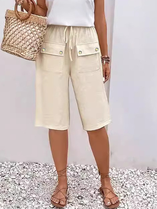 Pantalons Femmes Décontracté Plain Été Aucune élasticité Quotidien Ample Taille Moyenne Pantalon droit Régulier
