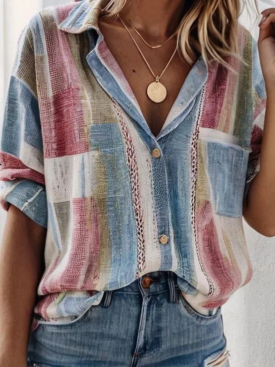 Blouses Femmes Décontracté Bloc de Couleur Été Aucune élasticité Quotidien Ample Devant Ouvert Manches Courtes Droit