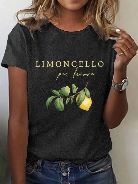 T-shirts Décontracté Été citron Micro-élasticité Quotidien Manches Courtes Régulier Droit Régulier pour Femmes