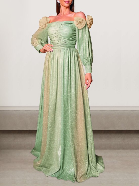 Femmes Plain Vert l'Encolure Bateau Confortable Robe Maxi Sexy