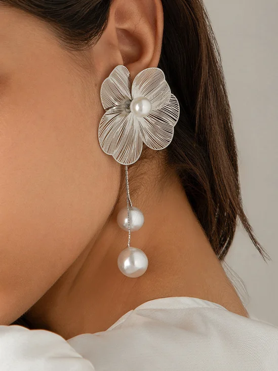 Boucles d'oreilles Femme Floral Toutes Les Saisons Élégant Perle Mariage Perle Pendre