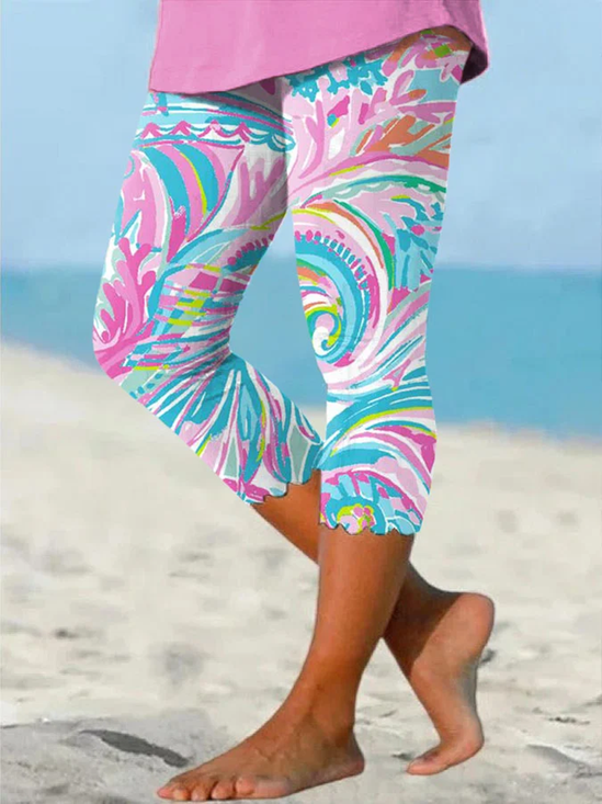 Pantalons De Yoga Femmes Décontracté Été Mer Polyester Micro-élasticité Serré Corsaire Legging Collant