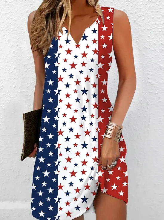 Femmes Le jour de l'indépendance (Drapeau) Multicolore Col V Confortable Robe Maxi Décontracté