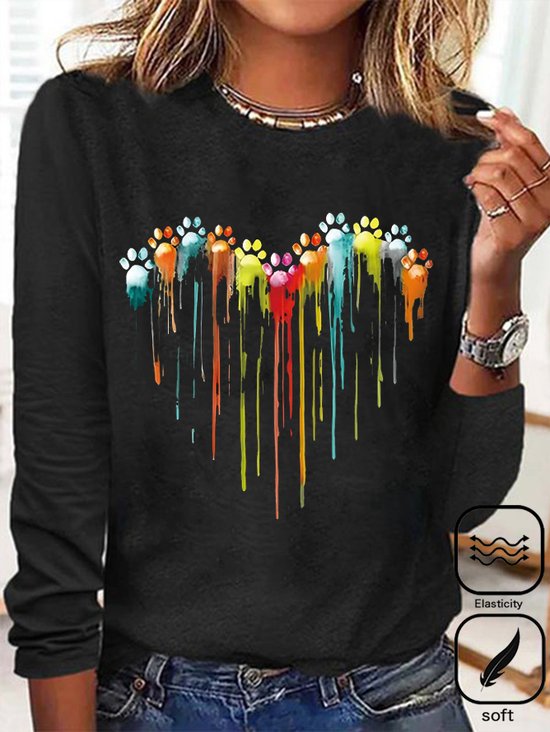 T-shirts Décontracté Printemps / Automne Coeur/cordé Ample Jersey Standard Régulier Droit Régulier pour Femmes