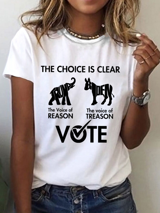 T-shirts Décontracté Été Lettres de texte Coton Quotidien Manches Courtes Régulier Droit Régulier pour Femmes