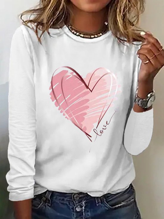 T-shirts Femmes Décontracté Printemps / Automne Coeur/cordé Quotidien Ample Régulier Droit Régulier Élasticité moyenne