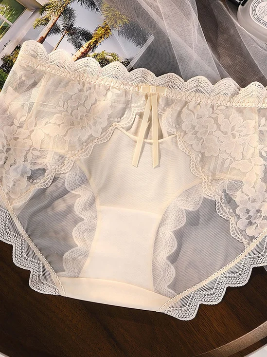 Culottes Décontracté Plain Toutes Les Saisons Polyester à Haute Élasticité Respirable Quotidien Dentelle Culottes pour Femmes