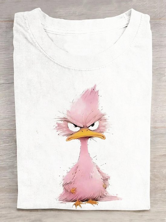 T-shirts Femmes Décontracté Imprimé d'Animal Été Coton Ample Manches Courtes Régulier Droit Oui