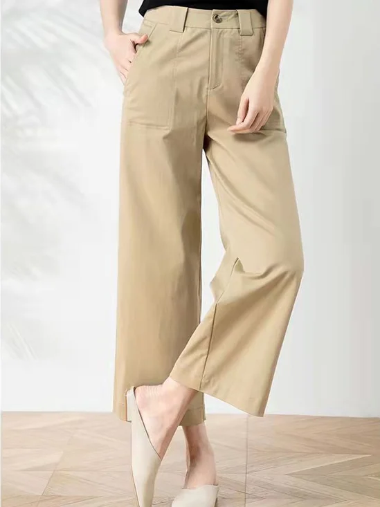 Pantalons Femmes Décontracté Plain Printemps / Automne Coton Taille Haute Quotidien Ample Long Régulier