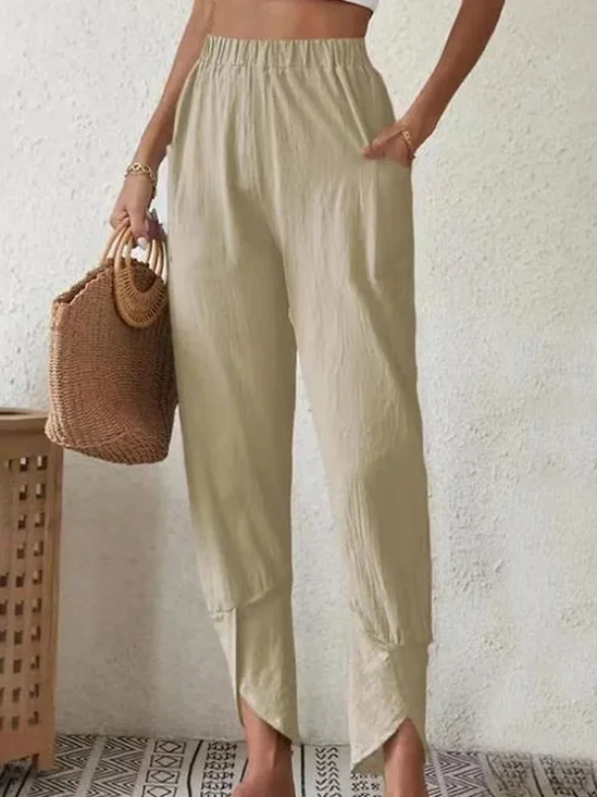 Pantalons Femmes Décontracté Plain Printemps / Automne Aucune élasticité Quotidien Taille Élastique Pantalon droit Long Régulier