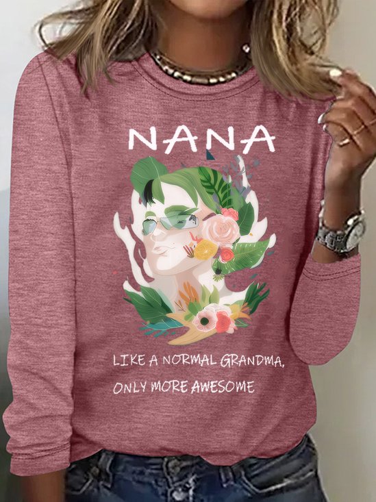 T-shirts Décontracté Printemps / Automne Imprimé de Lettre Motif Coton Quotidien Ample Col Rond Trapèze Régulier pour Femmes