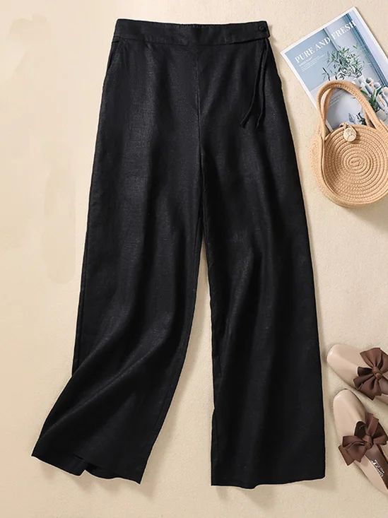 Pantalons Décontracté Plain Printemps / Automne Coton Aucune élasticité Quotidien Ample Long Droit pour Femmes