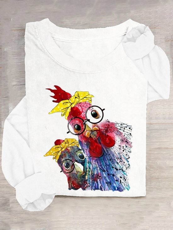T-shirts Femmes Décontracté Imprimé d'Animal Printemps / Automne Quotidien Ample en Mélangé de Coton Droit Élasticité moyenne Oui
