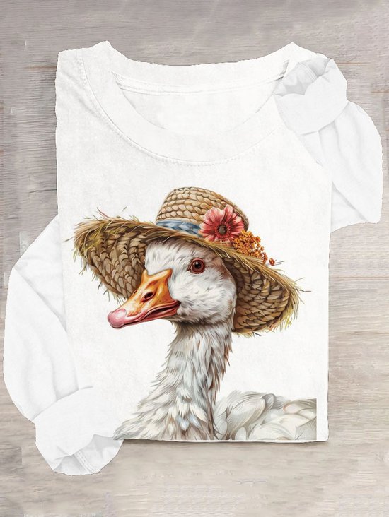 T-shirts Femmes Décontracté Imprimé d'Animal Printemps / Automne Col Rond en Mélangé de Coton Régulier Régulier Élasticité moyenne Oui