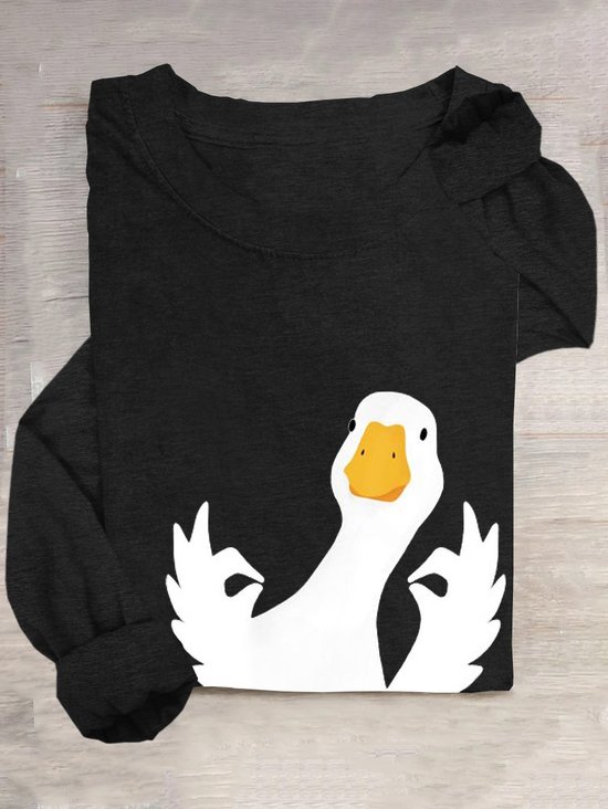 T-shirts Femmes Décontracté Imprimé d'Animal Printemps / Automne Manches Longues Col Rond en Mélangé de Coton Régulier Élasticité moyenne Oui