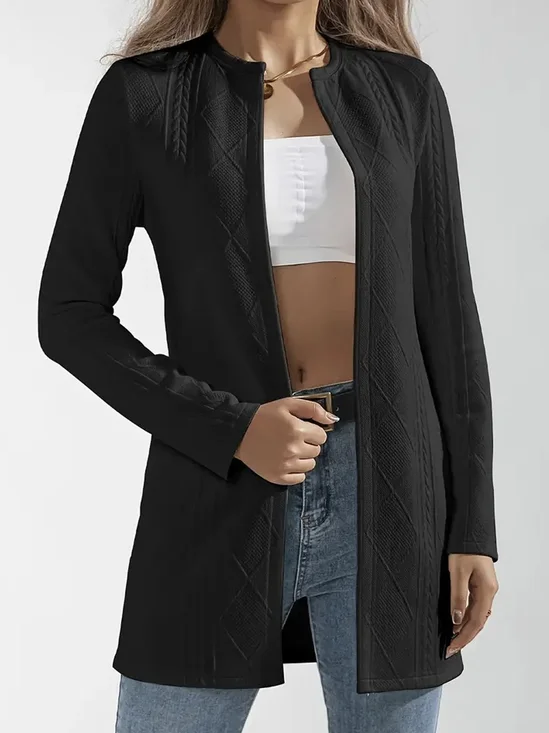 Micro-élasticité Manches Longues Régulier Plain Blouson pour Femmes