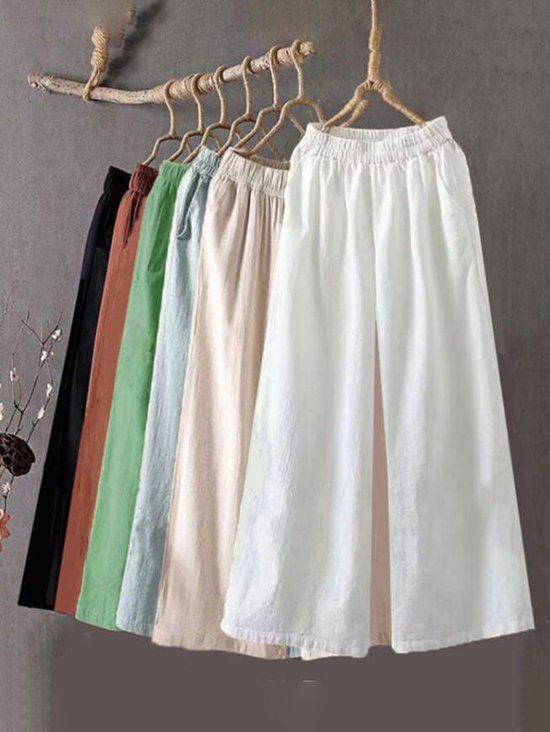 Pantalons Décontracté Plain Printemps / Automne Coton Naturel Taille Élastique Pantalon à la cheville Standard Couture de poche pour Femmes