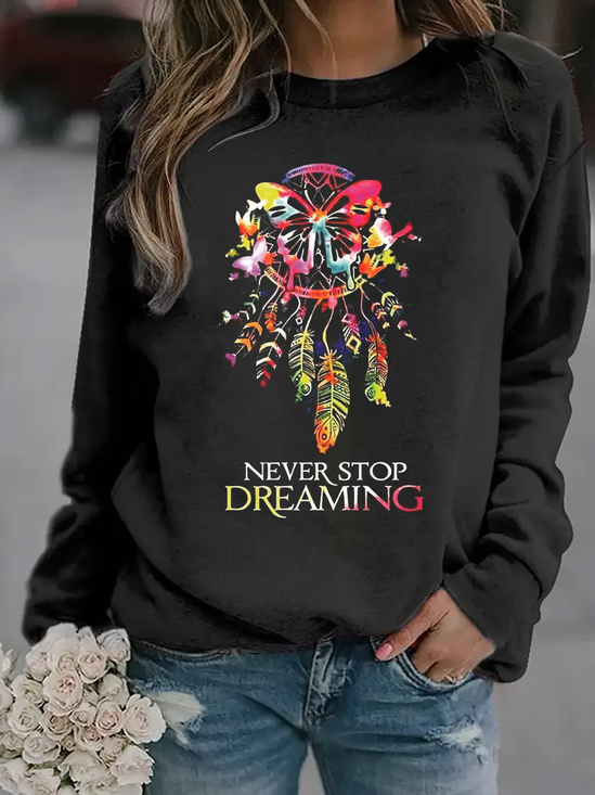 Sweat-shirts Femmes Décontracté Printemps / Automne Papillon Coton Micro-élasticité Quotidien Manches Longues Col Rond Régulier