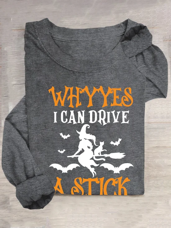 T-shirts Décontracté Printemps / Automne Toussaint Quotidien Manches Longues en Mélangé de Coton Régulier Droit Élasticité moyenne pour Femmes