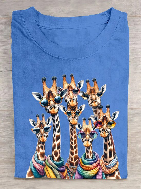 T-shirts Décontracté Imprimé d'Animal Été Coton Ample Col Rond Droit Élasticité moyenne Oui pour Femmes