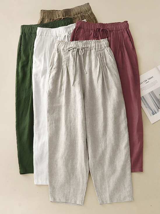 Pantalons Femmes Décontracté Plain Printemps / Automne Coton Aucune élasticité Quotidien Ample Long Régulier