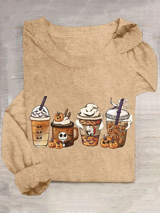 T-shirts Décontracté Printemps / Automne Toussaint Quotidien Toussaint en Mélangé de Coton Régulier Élasticité moyenne Oui pour Femmes