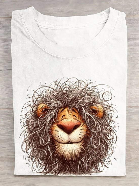 T-shirts Décontracté Imprimé d'Animal Été Coton Quotidien Ample Manches Courtes Col Rond Élasticité moyenne pour Femmes