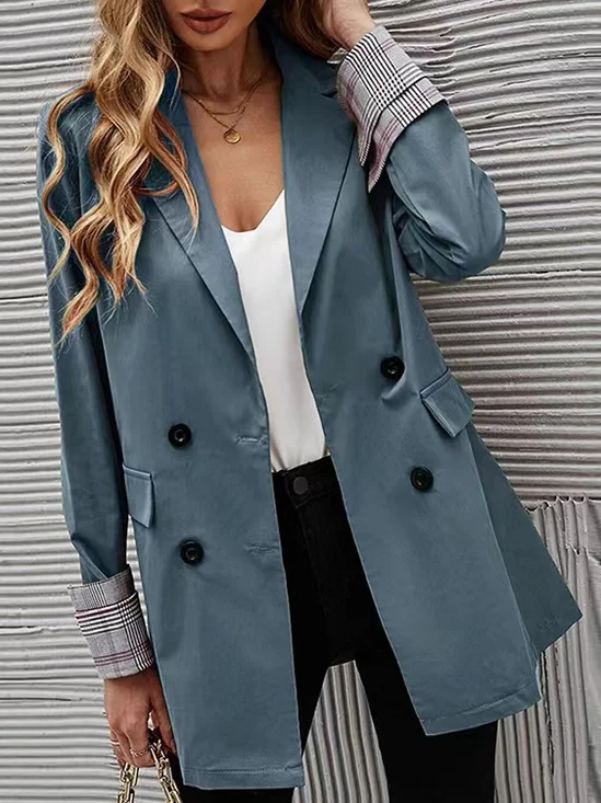 Manches Longues Régulier Plain Blazer pour Femmes