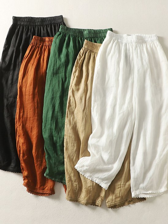 Pantalons Décontracté Plain Printemps / Automne Coton Naturel Quotidien Ample Pantalon à la cheville Droit pour Femmes