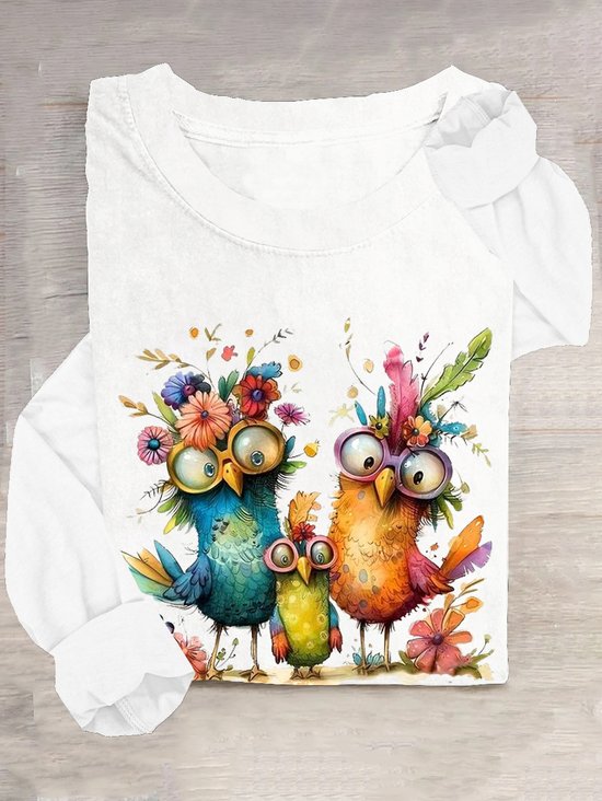 T-shirts Femmes Décontracté Printemps / Automne Turquie Quotidien Ample Manches Longues Col Rond en Mélangé de Coton Régulier